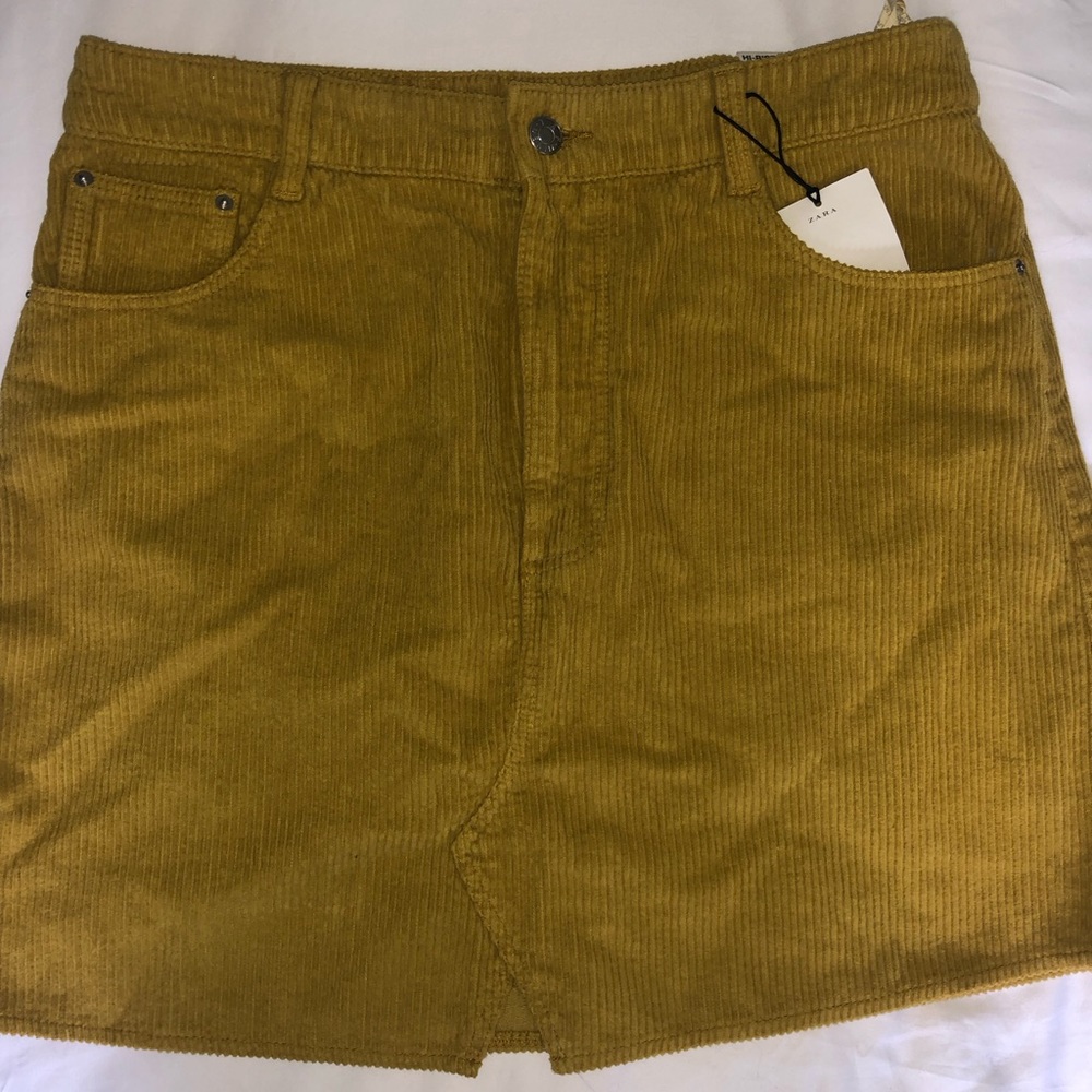 Zara Corduroy Yellow Mini Skirt